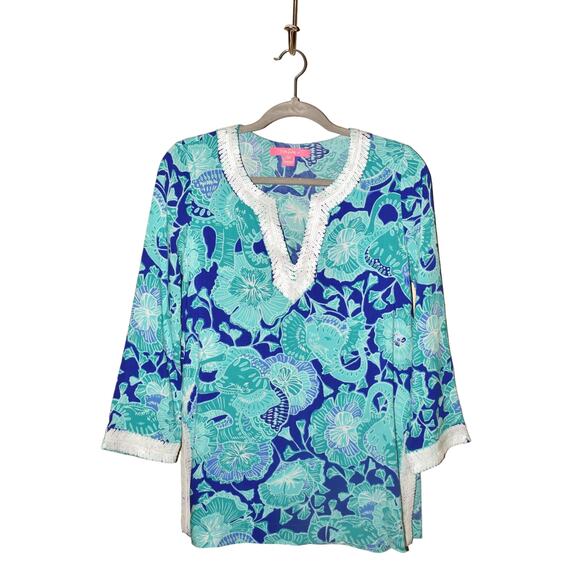 LILLY PULITZER $178 Renato Sequin Tunic Mint To Be Bright Agate Green XS - Picture 1 of 4